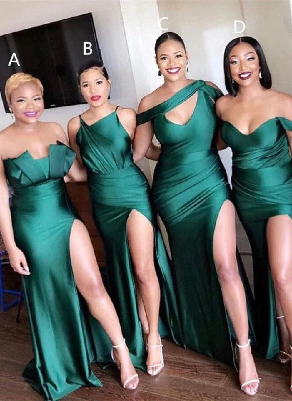 Weekend Clearance Event Off-The-Shoulder Strapless Elastic Satin Emerald Green Bridesmaid Dresses Weekend Clearance Event Off-The-Shoulder Strapless Elastic Satin Emerald Green Bridesmaid Dresses