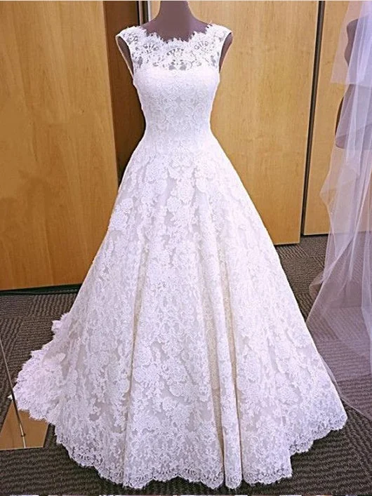 Deal Frenzy Open Back Wedding Dresses Aline Short Train Chic Romantic Lace Bridal Gown JKW212 Deal Frenzy Open Back Wedding Dresses Aline Short Train Chic Romantic Lace Bridal Gown JKW212