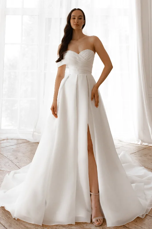 Weekend Sale Extravaganza Organza Wedding Dress Enola with Leg Slit