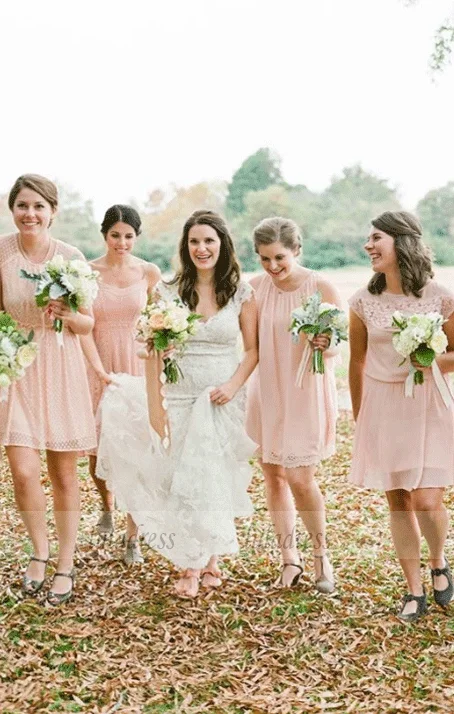 Weekend Best Buys Pink Short Bridesmaid Dresses,Mismatched Bridesmaid Dresses