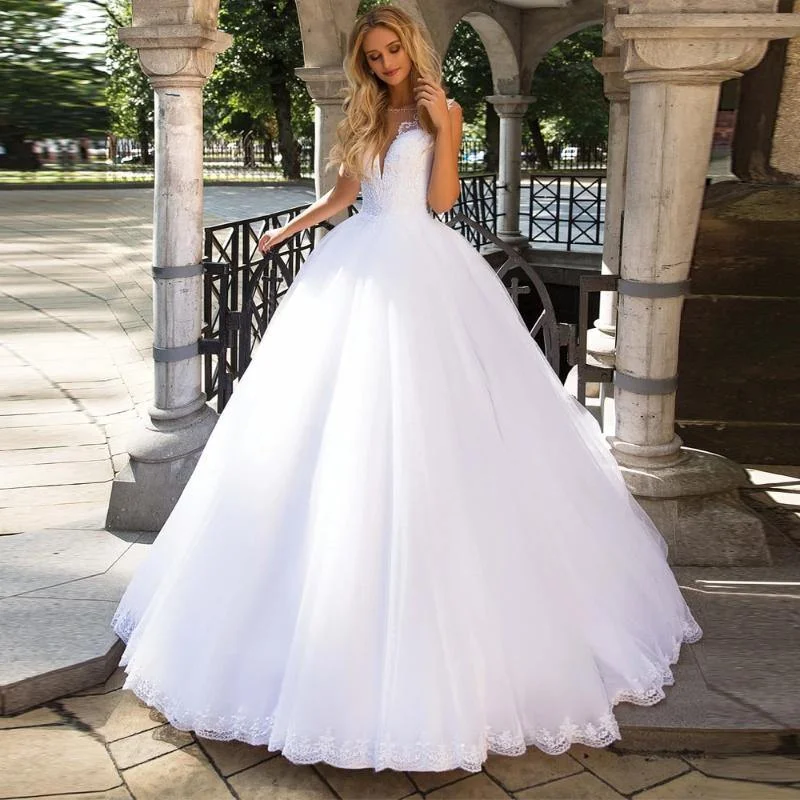 Massive Price Cuts Princess Applique Beaded Tulle Bridal Gown WD1024