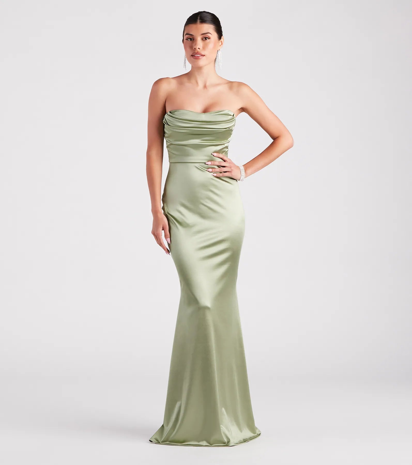Shop & Save Priscilla Formal Satin Strapless Mermaid Dress