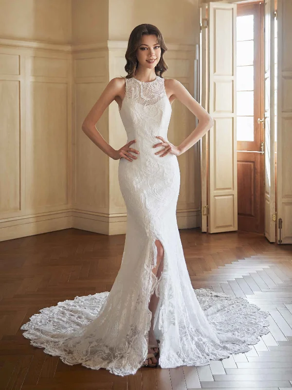 Weekend Discount Blast Sexy Mermaid Open Back Halter Maxi Long Lace Wedding Dresses Online