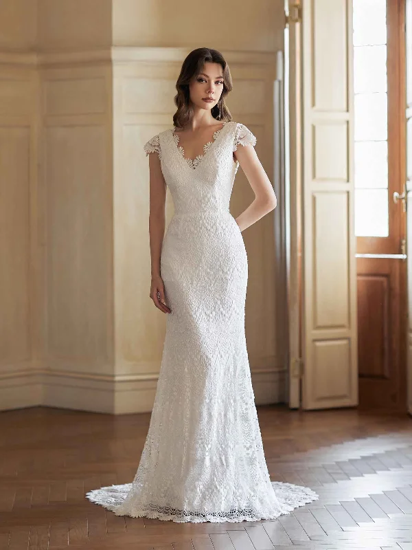 Weekend Savings Bonanza Sexy Mermaid Open Back V-neck Maxi Long Lace Wedding Dresses Online Weekend Savings Bonanza Sexy Mermaid Open Back V-neck Maxi Long Lace Wedding Dresses Online