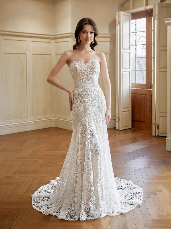Weekend Best Deals Sexy Mermaid Sweetheart Middle Slit Maxi Long Lace Wedding Dresses Online Weekend Best Deals Sexy Mermaid Sweetheart Middle Slit Maxi Long Lace Wedding Dresses Online