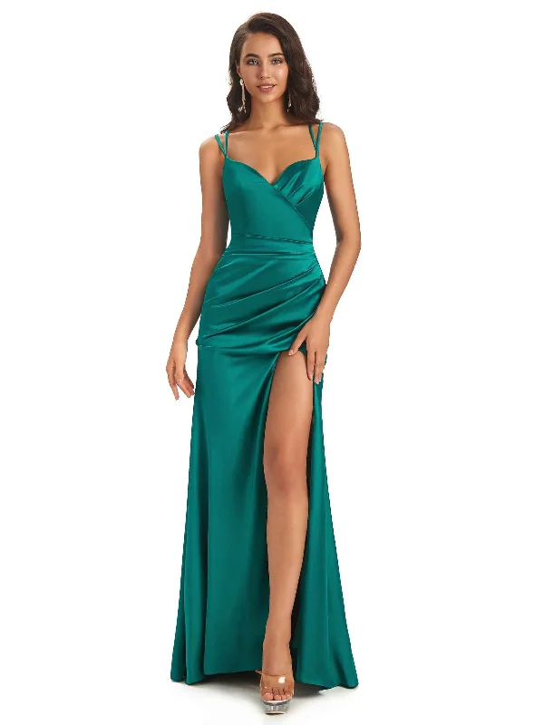 Weekend Buy More Save More Sexy Soft Satin Side Slit Spaghetti Straps Long Maxi Mermaid Bridesmaid Dresses Weekend Buy More Save More Sexy Soft Satin Side Slit Spaghetti Straps Long Maxi Mermaid Bridesmaid Dresses