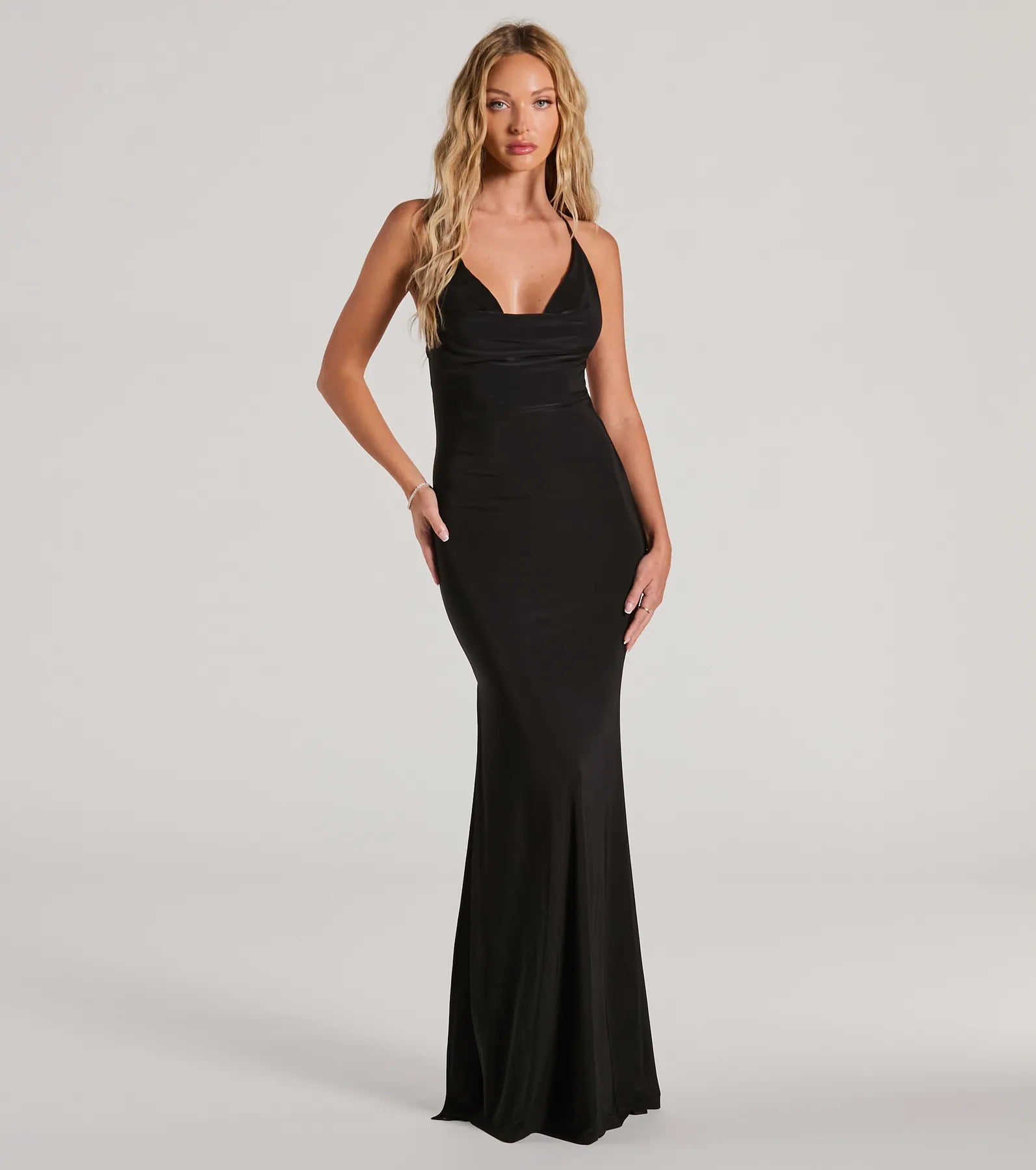 Weekend Shopping Deals Galore Sheila Halter Strappy Back Slit Mermaid Formal Dress
