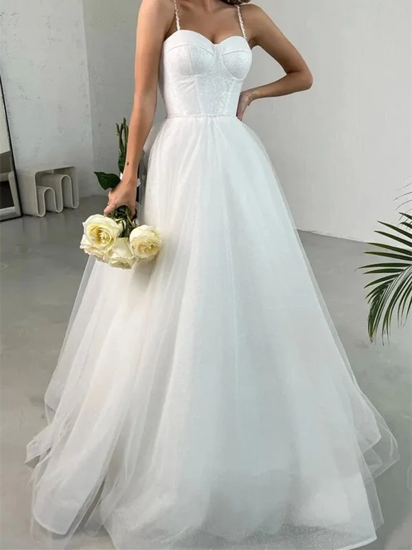 Super Low Prices Shiny Tulle Sweetheart Neck White Long Prom Dresses, Long White Formal Graduation Evening Dresses Super Low Prices Shiny Tulle Sweetheart Neck White Long Prom Dresses, Long White Formal Graduation Evening Dresses