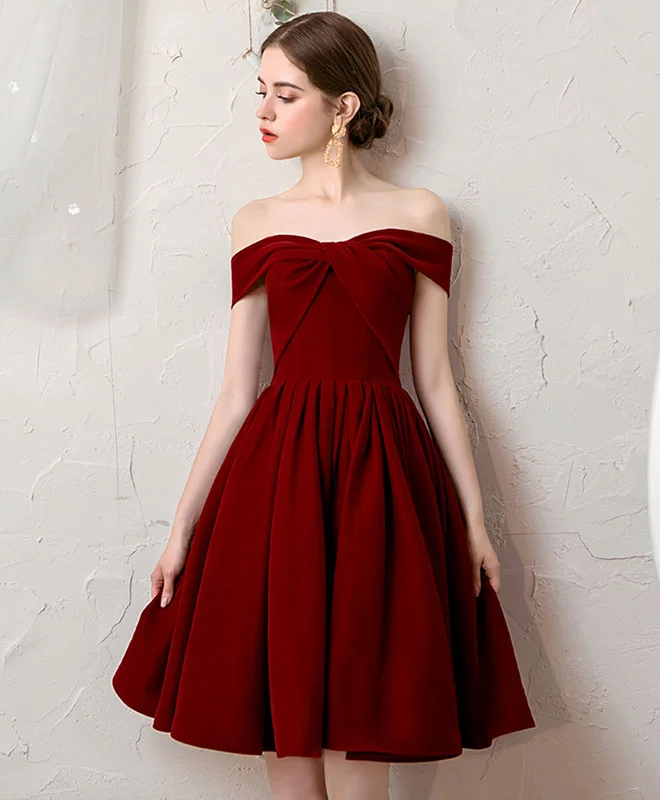 Weekend Only Sale Simple Burgundy Short Prom Dress Burgundy Homecoming Dress