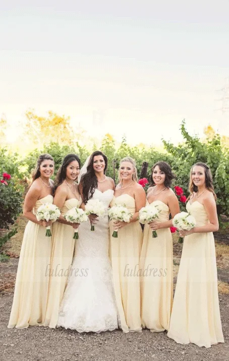One-Day Sale Sleeveless Sweep Train Chiffon Bridesmaid Dress