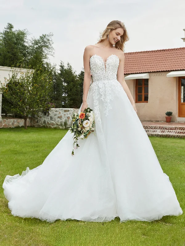 Grab It Now Strapless deep V-neck lace tight corset bridal gown