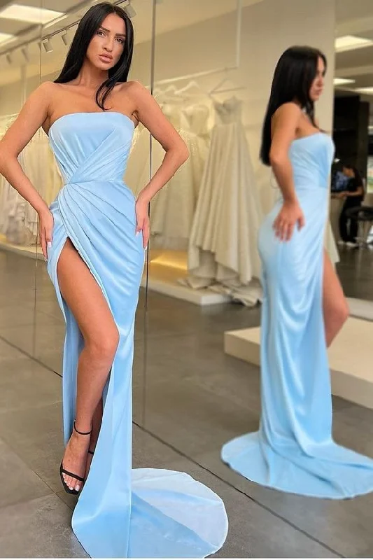 Exclusive Offer strapless sky-blue prom gown with ruched bodiceProm Dresses Most Beautiful Wedding Dresses Boho Wedding,DS5124 Exclusive Offer strapless sky-blue prom gown with ruched bodiceProm Dresses Most Beautiful Wedding Dresses Boho Wedding,DS5124