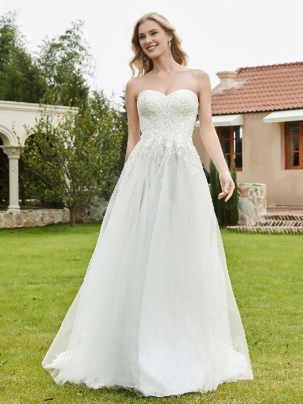 Weekend Flash Savings Strapless sweetheart lace tight corset sheer dress bridal gown