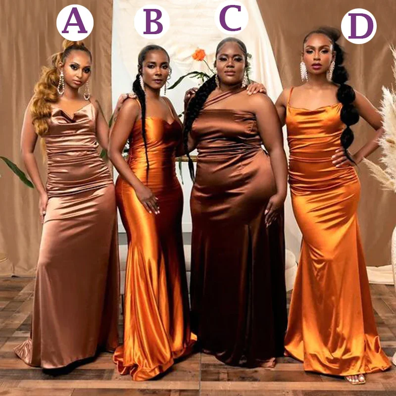 Super Price Slash Stylish Colorful Satin Sexy Long Mermaid Bridesmaid Dresses