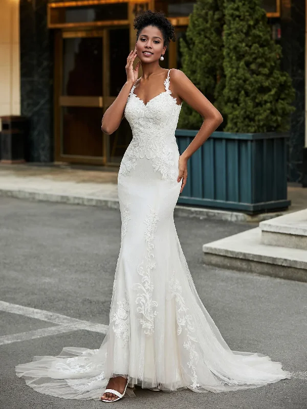 Weekend Shopping Deals Galore Sweetheart lace decal horizontal trailing wedding dress