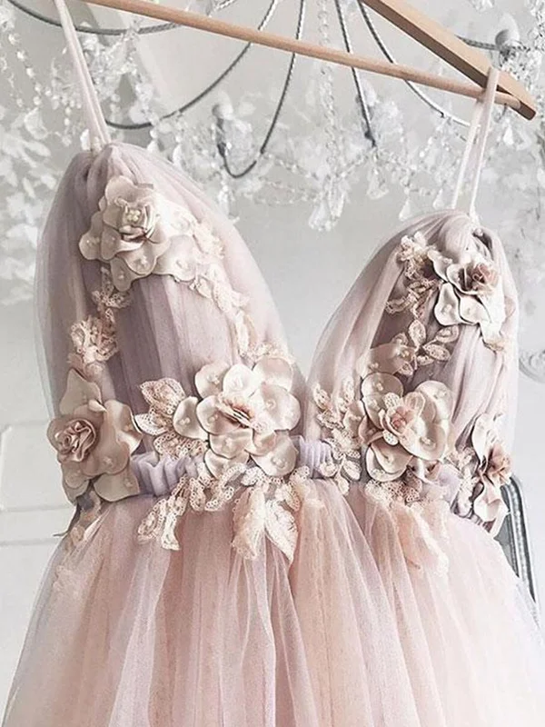 Weekend Exclusive Offers You’ll Love Sweetheart Neck Pink Floral Tulle Prom Dresses, Pink Floral Wedding Formal Graduation Dresses