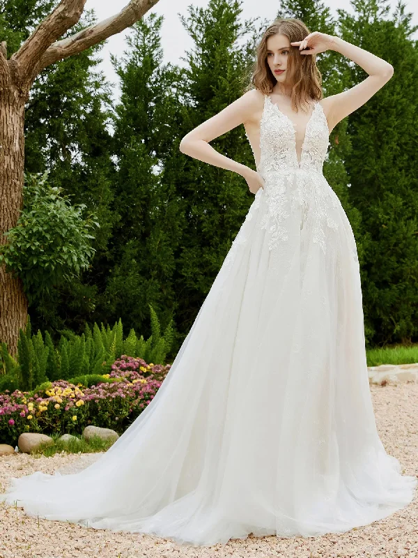 Weekend Super Sale Tattoo V-neck thin shoulder strap wedding dress