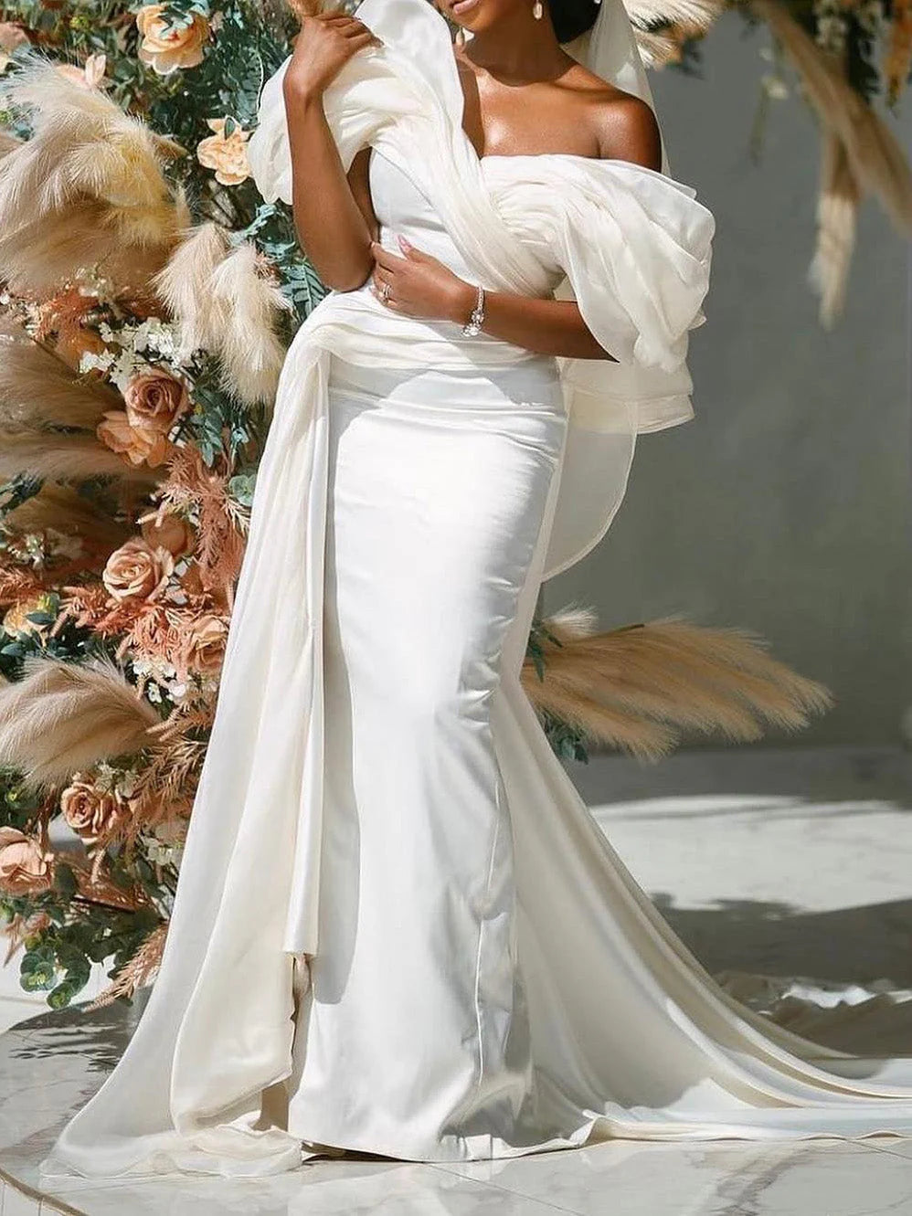 Limited Time Only Trumpet/Fishtail Off Shoulder Wedding Dress