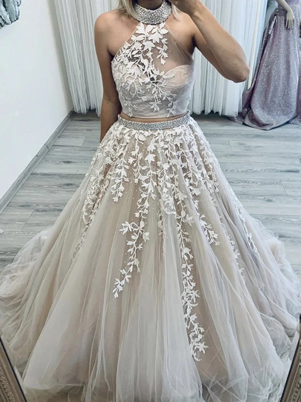 Weekend Bargain Blast Two Pieces Champagne Lace Prom Dresses, 2 Pieces Champagne Lace Formal Wedding Dresses Weekend Bargain Blast Two Pieces Champagne Lace Prom Dresses, 2 Pieces Champagne Lace Formal Wedding Dresses