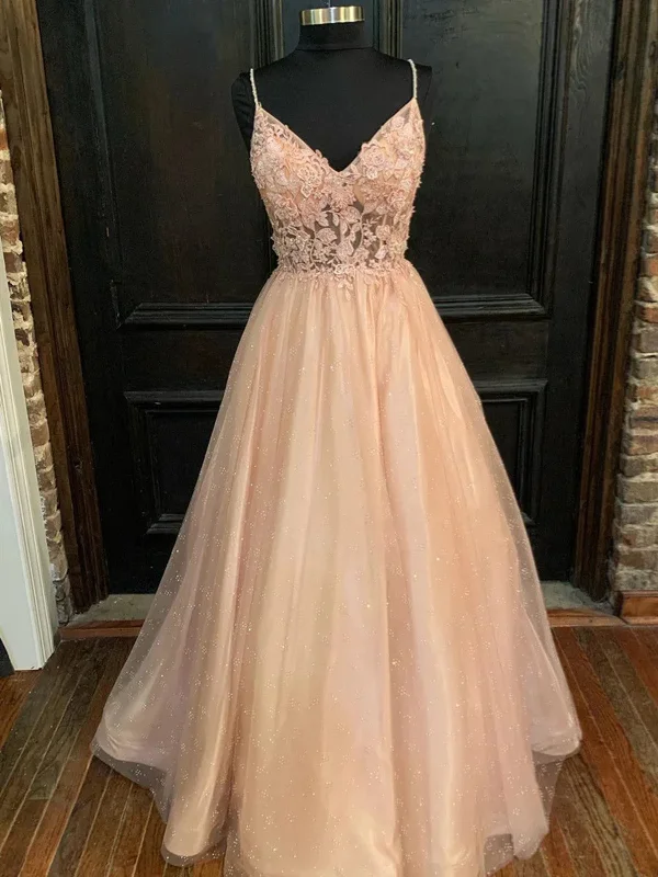 Weekend Bargain Time V Neck Blush Pink Lace Long Prom Dresses, V Neck Blush Pink Long Formal Evening Dresses Weekend Bargain Time V Neck Blush Pink Lace Long Prom Dresses, V Neck Blush Pink Long Formal Evening Dresses