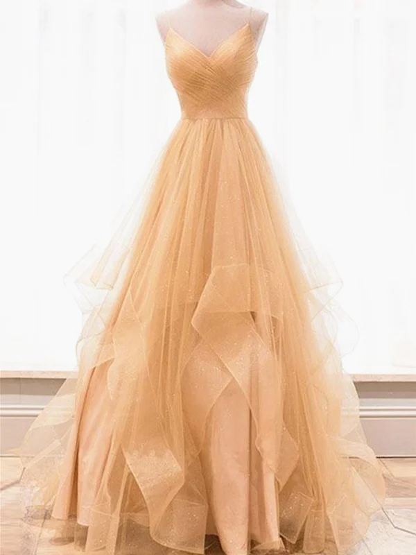 Weekend Steal of the Day V Neck Champagne Backless Wedding Dresses, Champagne Backless Prom Dresses, Formal Dresses