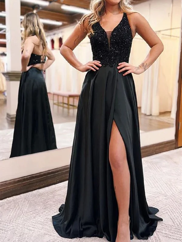 Exclusive Pricing V Neck Dark Green Sequins Long Prom Dress with High Slit, Long Dark Green Formal Graduation Evening Dress with Pocket Exclusive Pricing V Neck Dark Green Sequins Long Prom Dress with High Slit, Long Dark Green Formal Graduation Evening Dress with Pocket