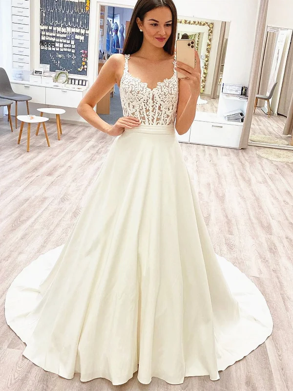 Weekend Hot Offers V Neck White Lace Wedding Dresses with Train, V Neck White Lace Prom Formal Evening Dresses Weekend Hot Offers V Neck White Lace Wedding Dresses with Train, V Neck White Lace Prom Formal Evening Dresses