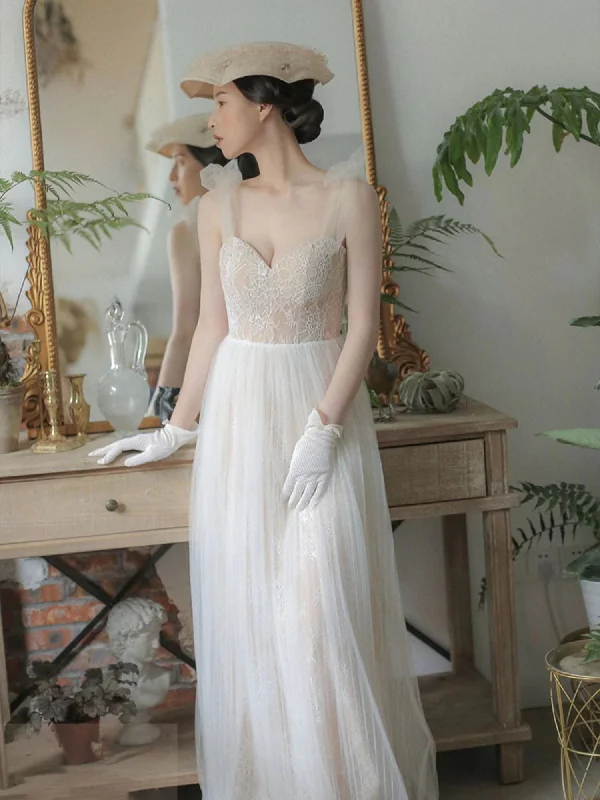 Exclusive Online Offers Vintage A-line Tulle Lace Wedding Dresses, Popular Wedding Dresses, Bridal Gown, Newest Wedding Dresses