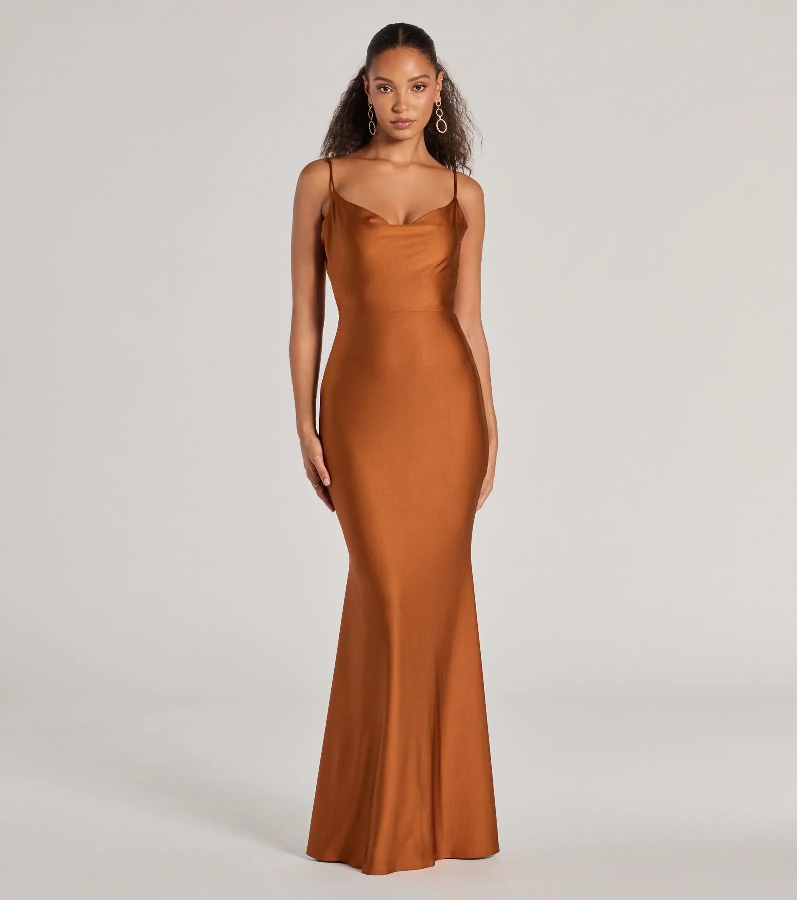 Weekend Mega Sale Event Virginia Cowl Neck Tie-Back Mermaid Formal Dress