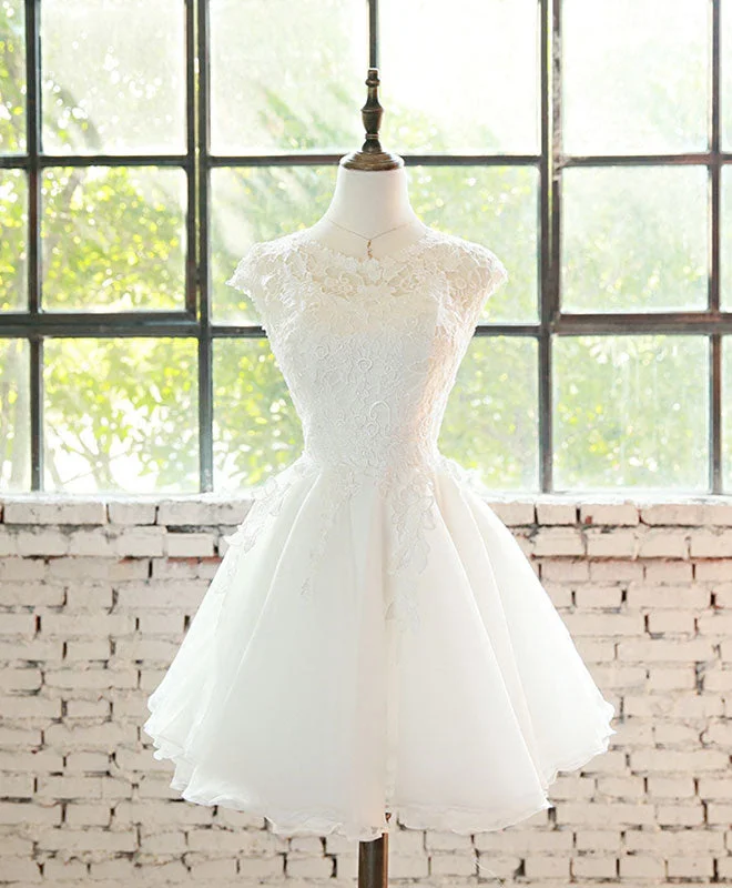 Today's Offer White Lace Tulle Short Prom Dress, Homecoming Dress