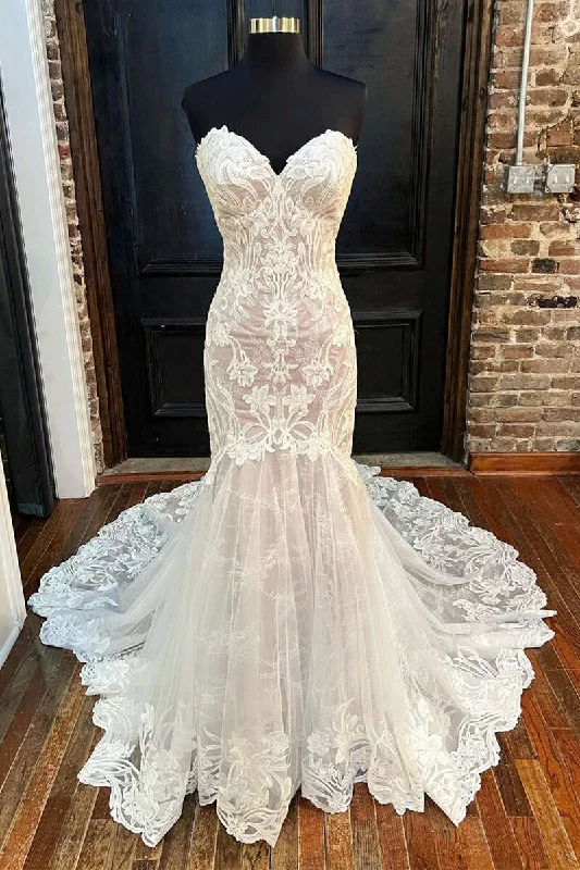 Weekend Big Discount Event Ivory Sweetheart Tulle Appliques Mermaid Prom Dress Wedding Dress,DP964 Weekend Big Discount Event Ivory Sweetheart Tulle Appliques Mermaid Prom Dress Wedding Dress,DP964