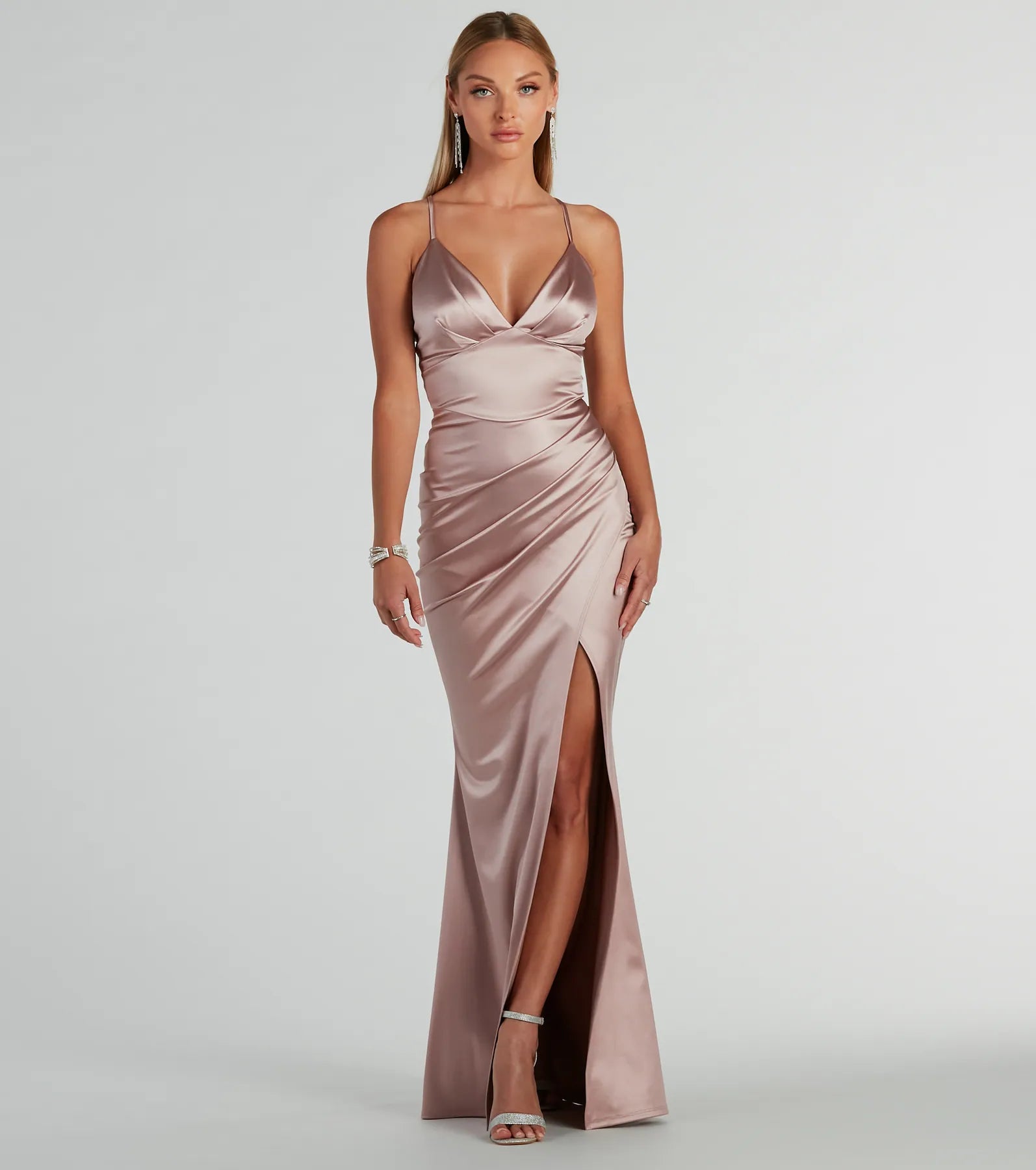 Shop Now, Save More Zosia V-Neck Mermaid Satin Formal Dress