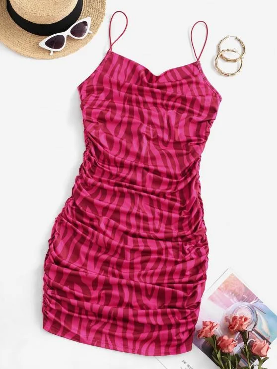 Exclusive Savings Event Bungee Strap Ruched Bodycon Dress for Women