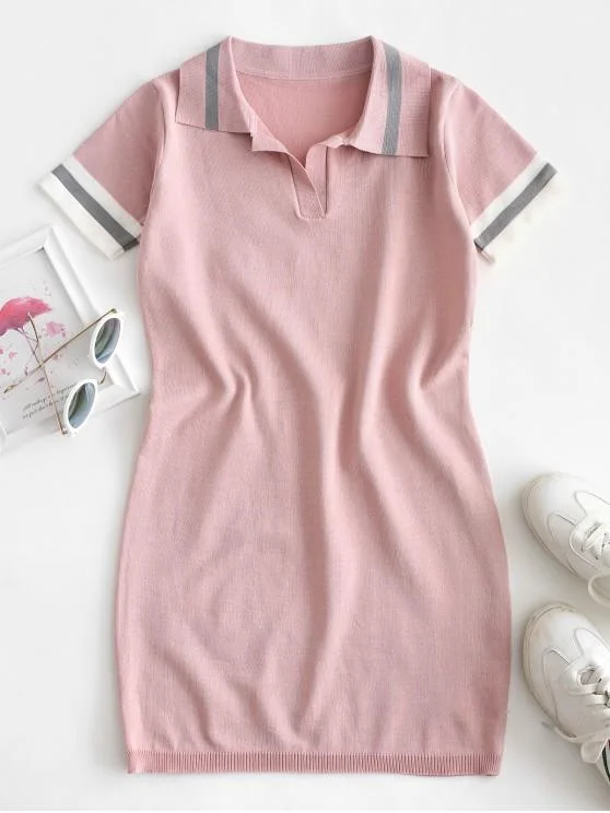 Limited Time Only Knitted Stripes Panel Bodycon Dress for Women