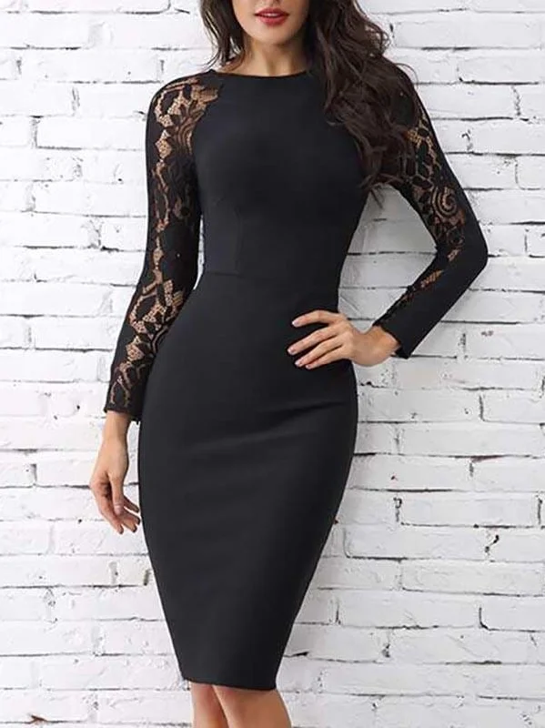Weekend Markdowns Galore Lace Raglan Sleeve Bodycon Dress