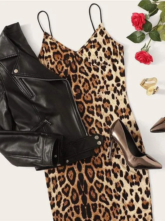 Seasonal Sale Leopard Print Bodycon Midi Dress