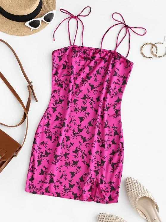 Weekend Flash Discount Slit Butterfly Print Mini Bodycon Dress