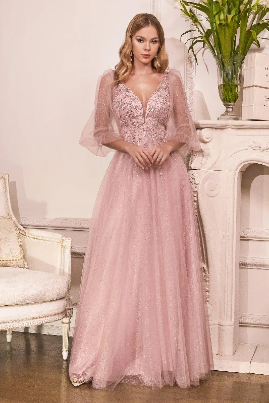 Hot Savings Alert Cinderella Divine CD0182 Long Sleeve Mother of the Bride Long Tulle Dress