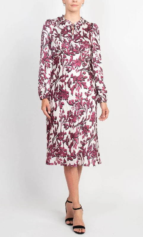 Weekend Sale Day Adrianna Papell AP1D104268 - Long Sleeve Split Neck Knee-Length Dress Weekend Sale Day Adrianna Papell AP1D104268 - Long Sleeve Split Neck Knee-Length Dress