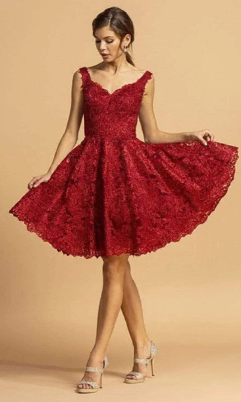 Weekend Big Discount Event Aspeed Design - S2123 Scoop Back Lace A-Line Dress