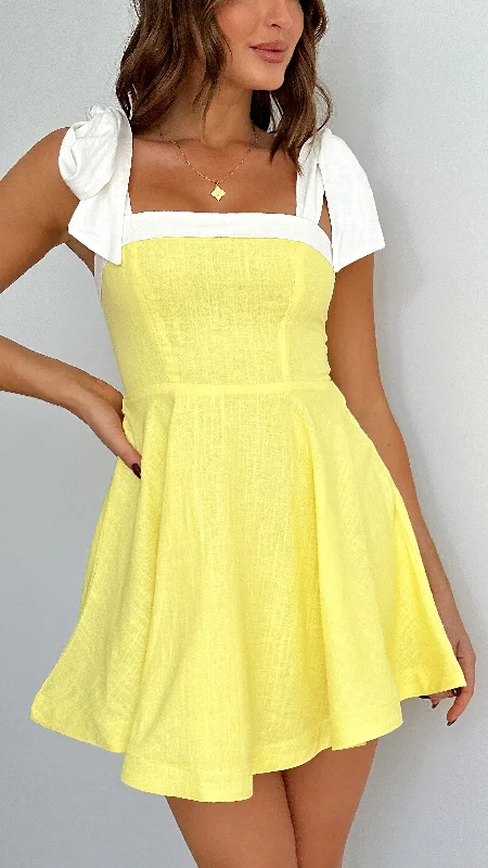 Flash Price Drops Balta Mini Dress - Yellow / White