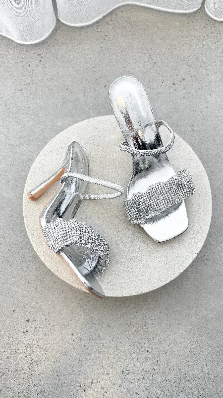 Flash Sale Brandi Heel - Silver Metallic Diamante