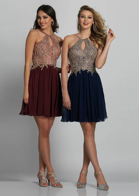 Limited Offer Dave & Johnny - A6226 Ornate Halter Cutout A-Line Dress