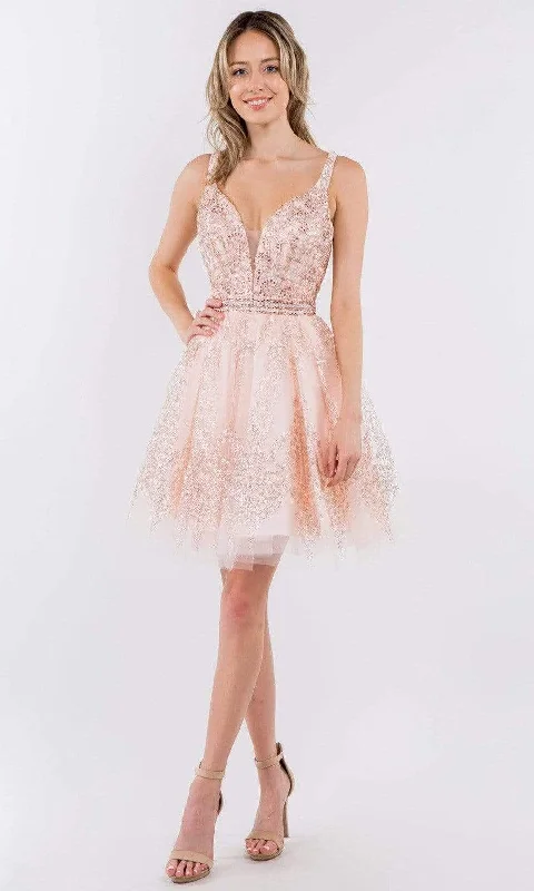 Weekend Deals You’ve Been Waiting For Elizabeth K - GS1965 Jeweled Waist Glitter A-Line Dress