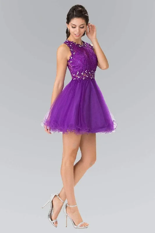 Weekend Wonders Elizabeth K - GS1427 Sleeveless Lace Bodice Short Dress
