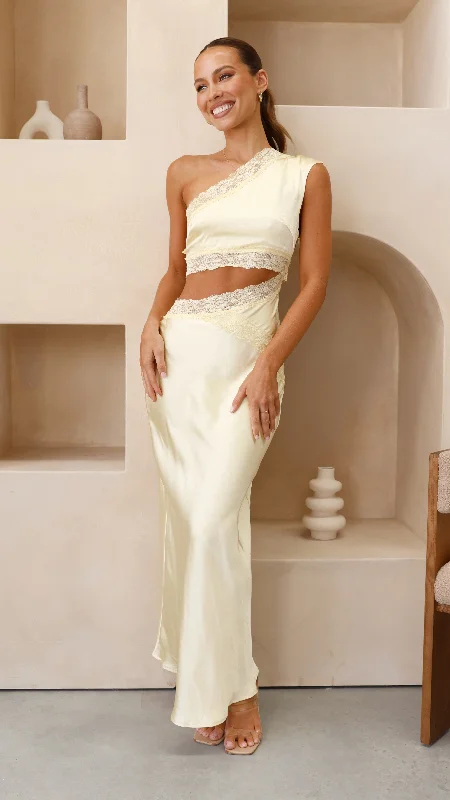 Weekend Steals Emily One Shoulder Maxi Dress - Yellow