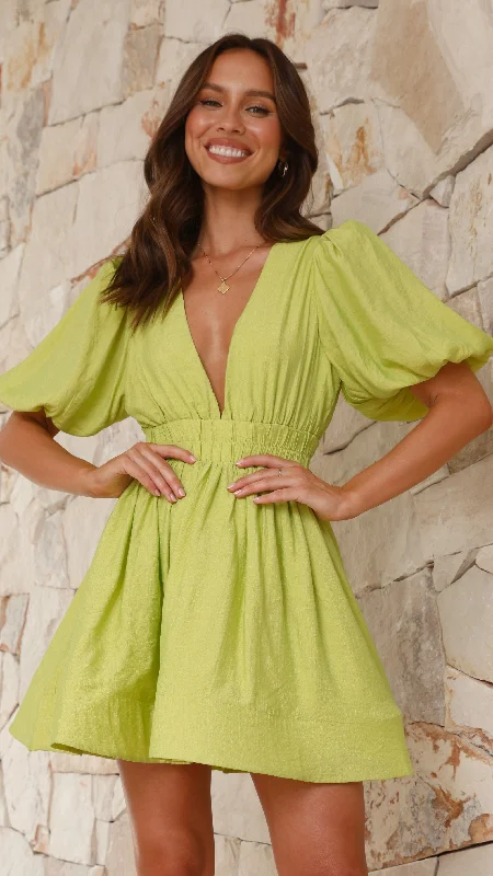 Shop Now, Save More Erin Mini Dress - Lime