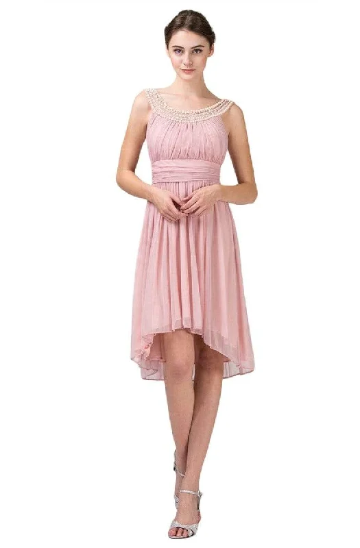 Bargain Alert Eureka Fashion - 2037 Pearl Embellished High Low A-line Dress