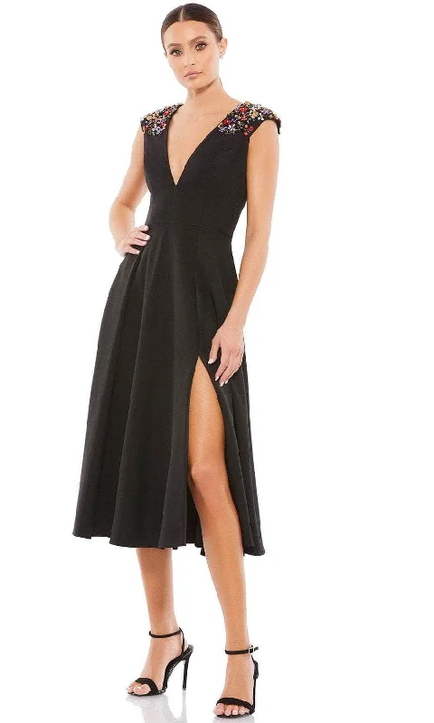 Unbeatable Bargains Ieena Duggal 70214 - Cap Sleeved Plunging V Neck Dress