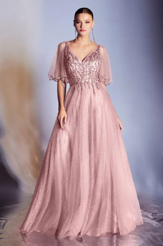 Weekend Shopping Spree Cinderella Divine CD0175 Long Formal Short Sleeve Evening Dress